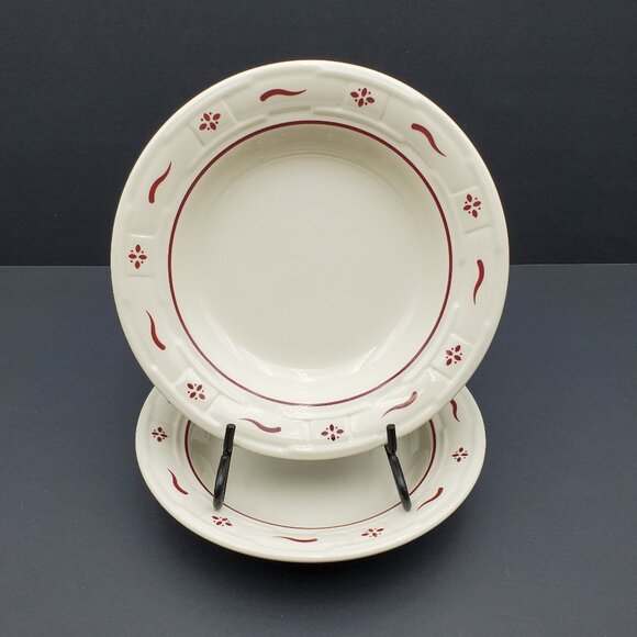 Longaberger Woven Traditions Red Rim Soup Bowls Paprika Rimmed Salad Pasta Bowls - Picture 1 of 8